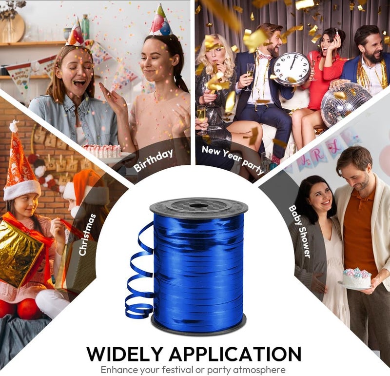 HimBen 500 Yards Curling Ribbon for Gift Wrapping, 3/16" Balloon String for Christmas Valentine Birthday Wedding Party Festival Decoration, Crafts, Flower Bouquet(Metallic Blue) - Image 3